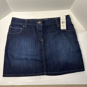 NWT Tommy Hilfiger Denim Blue Jean Skirt Size 16 Stretch Dark Wash